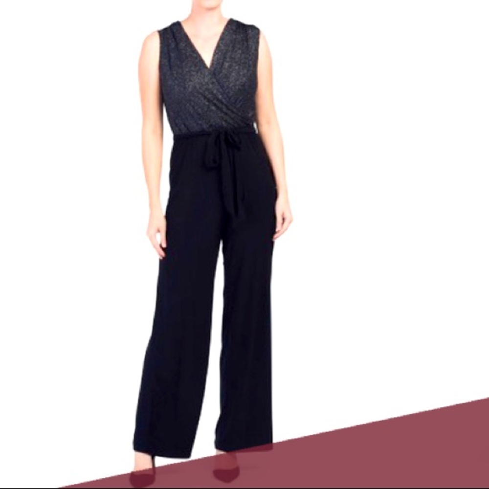 Wide Leg Deep V Jumpsuit